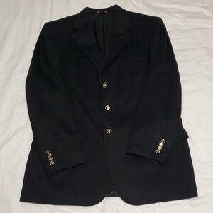 Gino Sartore x PIACENZA Classic Blazer, 100% Lambswool, Black, Gold Buttons